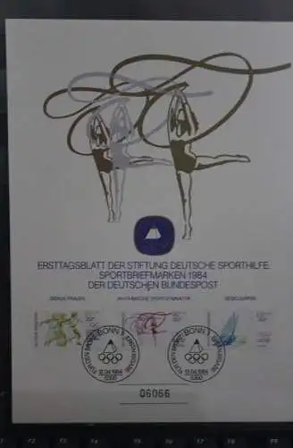 Für den Sport 1984; Ersttagsblatt der Sporthilfe; Bonn