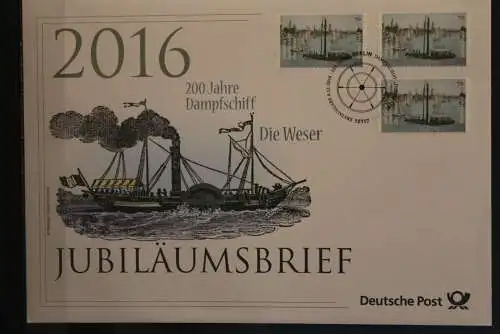 Deutschland; Jubiläumsbrief 2016: 200 Jahre Dampfschiff Die Weser