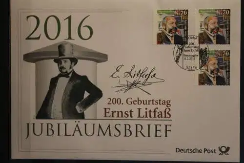 Deutschland; Jubiläumsbrief 2016: 200. Geburtstag Ernst Litfaß