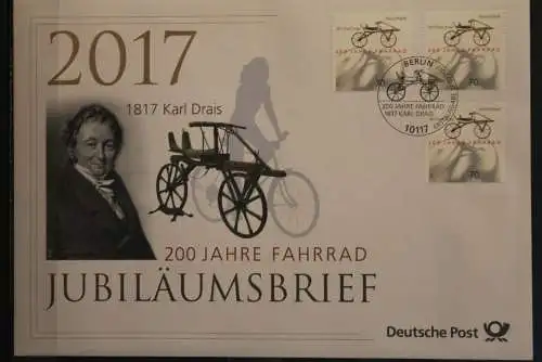 Deutschland; Jubiläumsbrief 2017: 200 Jahre Fahrrad; Karl Drais