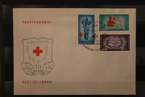 DDR; 1966, Blutspendewesen, MiNr. 1207-09; FDC