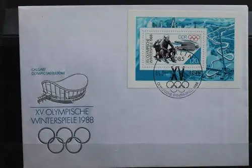 DDR 1988; Olympische Winterspiele Calgary; MiNr. Block 90, FDC