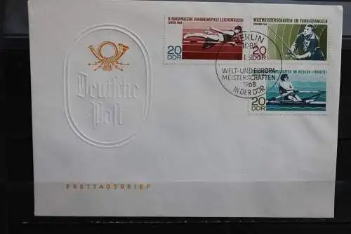 DDR; 1968, Europa- und Weltmeisterschaften, MiNr. 1372-74,  FDC