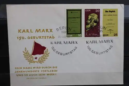 DDR; 1968, Karl Marx, MiNr. 1365-67,  FDC