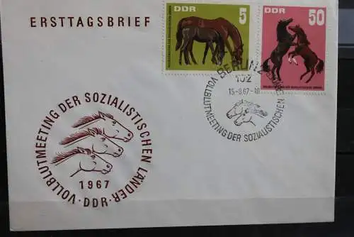 DDR; 1967,Pferdezucht, MiNr. 1302-05; FDC