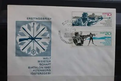 DDR; 1967, Biathlon-WM,  MiNr. 1251-53; FDC