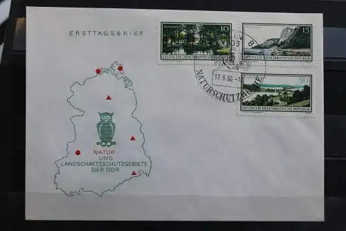 DDR; 1966, Natur- und Landschaftsschutzgebiete, MiNr. 1193-95; FDC