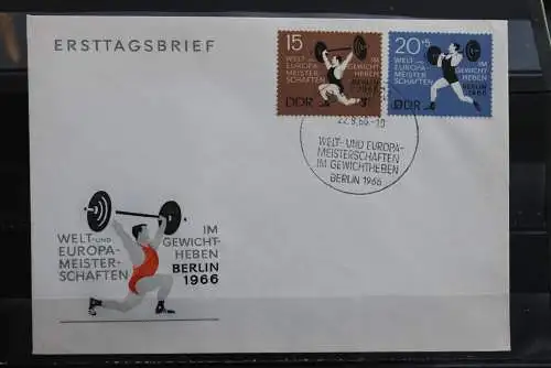 DDR; 1966, Gewichtheben WM und EM,  MiNr. 1210-11, FDC