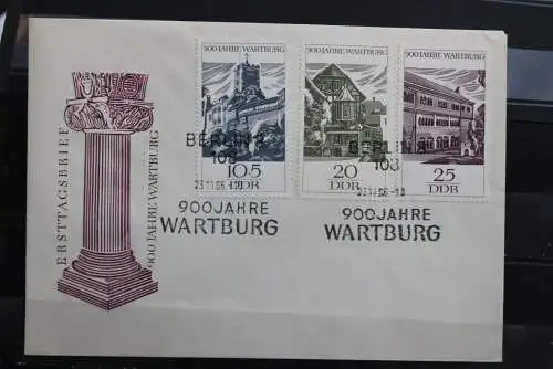 DDR; 1966, 900 Jahre Wartburg, MiNr. 1233-35, FDC