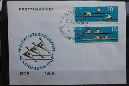 DDR; 1966, Kanurennsport - WM, MiNr. 1202-03, FDC