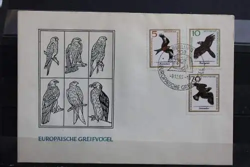 DDR; 1965, Europäische Greifvögel, MiNr. 1147-52, FDC