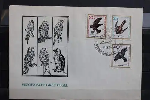 DDR; 1965, Europäische Greifvögel, MiNr. 1147-52, FDC