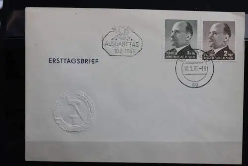 DDR; 1965, Freimarken: Ulbricht  MiNr. 1087-88, FDC