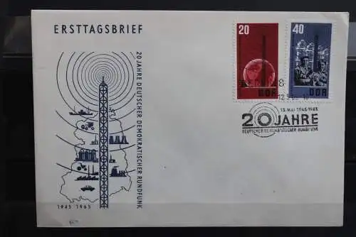 DDR; 1965, 20 Jahre Rundfunk  MiNr. 1111-12, FDC