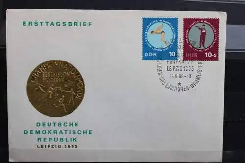 DDR; 1965, Fünfkampf - WM, Leipzig  MiNr. 1133-37, FDC