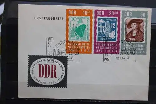 DDR; 1964, Nationale Briefmarkenausstellung  MiNr. 1056-58, FDC