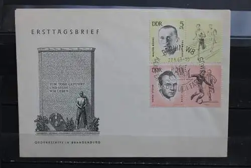 DDR; 1963, Gedenkstätten / Sportler  MiNr. 958-62, FDC