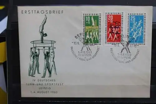 DDR; 1963, Deutsches Turn- und Sportfest, Leipzig  MiNr. 963-65, FDC