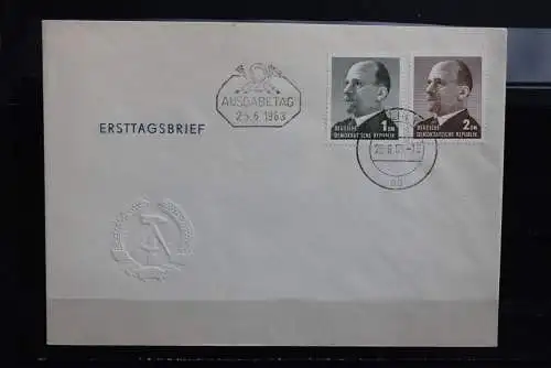 DDR; 1963, Freimarken: Ulbricht  MiNr. 968-9, FDC