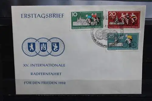 DDR; 1962, , Intern. Radfernfahrt,  MiNr. 886-8; FDC