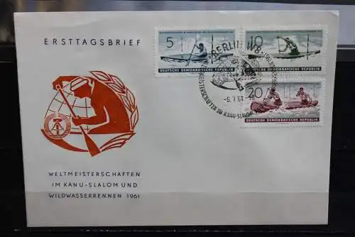 DDR; 1961, Weltmeisterschaften im Kanu-Slalom  MiNr. 838-40, FDC