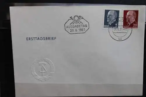 DDR 1961, Freimarken: Ulbricht,  MiNr. 845-48, FDC