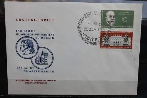 DDR 1960, Humboldt-Universität und Charite, MiNr. 795-99, FDC