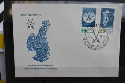 DDR 1960, Meißener Porzellanmanufaktur, MiNr. 774-78, FDC