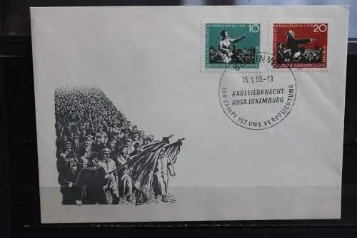 DDR 1959, Luxemburg / Liebknecht, MiNr. 674-75, FDC