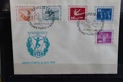 DDR 1959, Deutsches Turn- und Sportfest, MiNr. 707-11, FDC