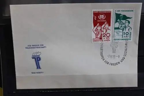 DDR; 1958, Pionierorganisation,  MiNr. 645-46; FDC