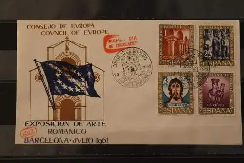 Spanien, Europarat-Kunstausstellung, FDC, MiNr. 1260-63, seltener Stempel der Ausstellung