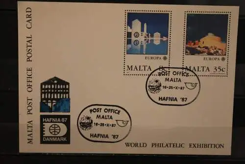 Malta Europa - CEPT 1987, Ganzsache zur HAFNIA 87, SST