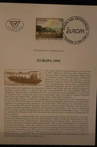 Österreich; Ersttagsblatt, ETB, EUROPA - CEPT 1994