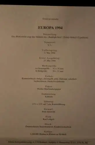Österreich; Ersttagsblatt, ETB, EUROPA - CEPT 1994