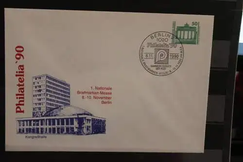 DDR 1990, Ganzsache: Philatelia '90; Wertstempel  50 Pf. Bauwerke und Denkmäler, Brandenburger Tor