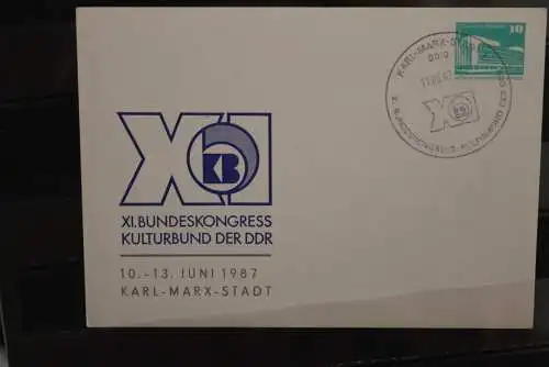 DDR 1987, Ganzsache Bundeskongress Kulturbund - Karl-Marx-Stadt