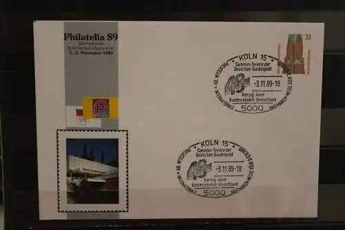 Deutschland 1989, Ganzsache: Philatelia 89 Köln, Wertstempel 33 Pf., Sehenswürdigkeiten