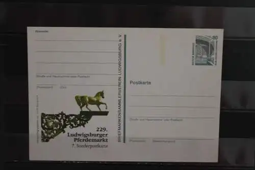 Deutschland 1997, Ganzsache:  229. Ludwigsburger Pferdemarkt; Wertstempel 80 Pf. Sehenswürdigkeiten