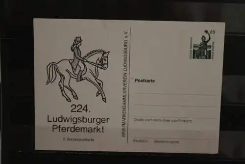 Deutschland 1992, Ganzsache:  224. Ludwigsburger Pferdemarkt; Wertstempel 60 Pf. Sehenswürdigkeiten