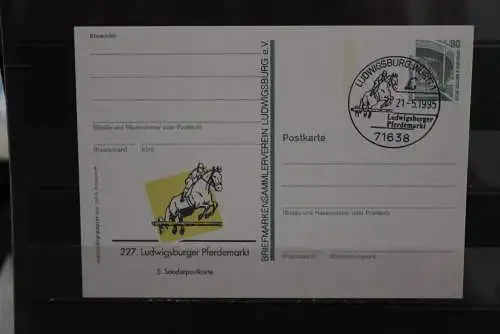 Deutschland 1995, Ganzsache:  227. Ludwigsburger Pferdemarkt; Wertstempel 80 Pf. Sehenswürdigkeiten