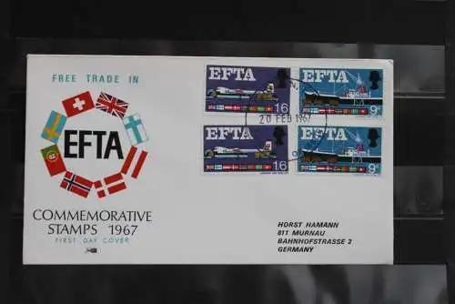 Großbritannien  1967, EFTA, FDC MiNr 444x-45x und 444y-45y