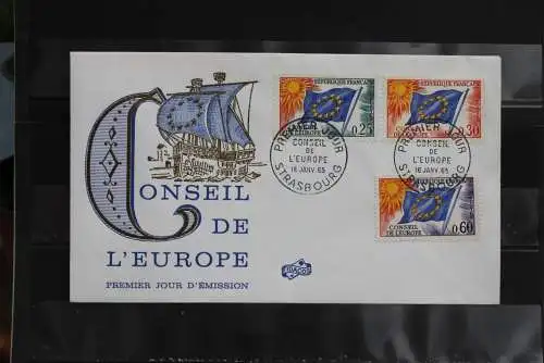 Frankreich, Dienstmarken des Europarates 1965, FDC, MiNr. 10-12