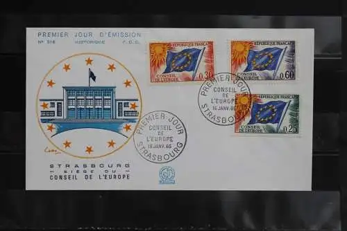 Frankreich, Dienstmarken des Europarates 1965, FDC, MiNr. 10-12