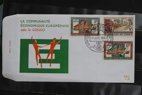 Congo, Euroafrique; 1963, Zusammenarbeit mit Europa, 2 FDC, komplette Serie