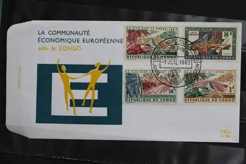 Congo, Euroafrique; 1963, Zusammenarbeit mit Europa, 2 FDC, komplette Serie