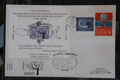 U.S.A. 1963; Vignettenblock / Vignette Amerikanisch-Europäische Cooperation zur EUROPEX New York