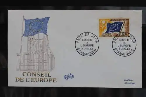 Frankreich  1963; Dienstmarken für den Europarat, 3 FDC, MiNr. 7-9