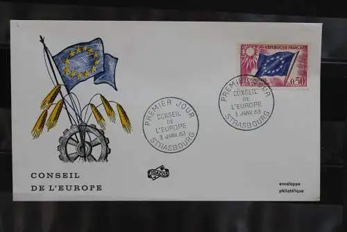 Frankreich  1963; Dienstmarken für den Europarat, 3 FDC, MiNr. 7-9