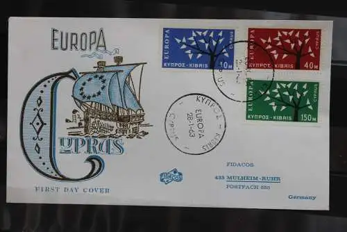 Zypern; Europa - CEPT 1962, FDC, MiNr. 215-17